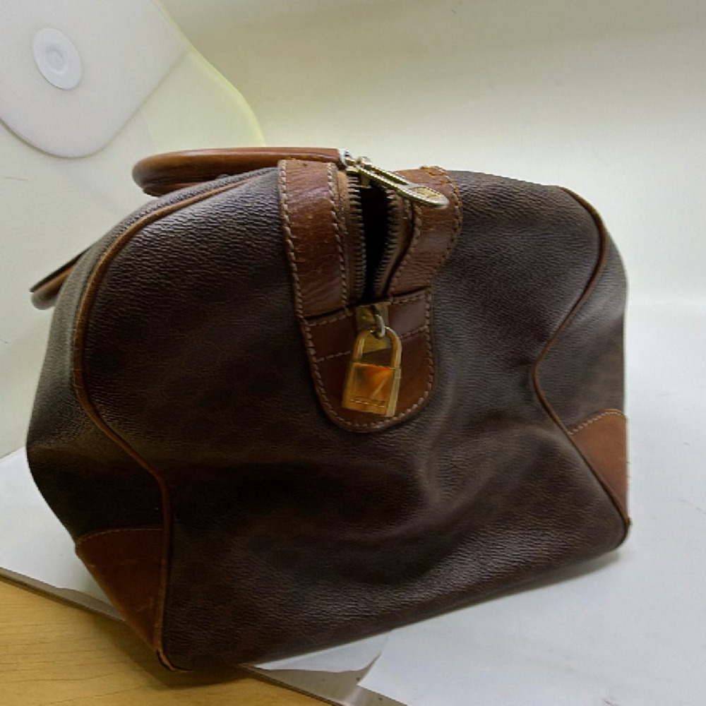 Celine Boston Bag Brown Macadam Canvas Duffle Bag - Picture 2 of 8